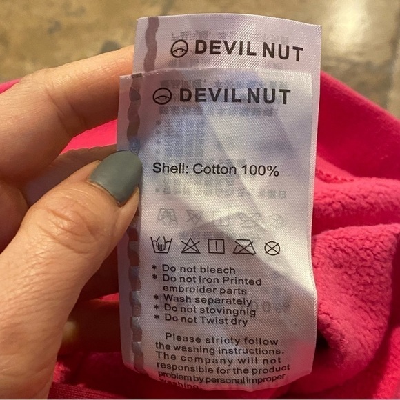 DEVIL NUT Pink Fun Graphic Hoodie Sweatshirt Size Small - Picture 11 of 11